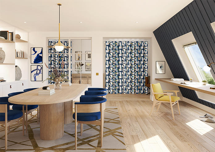 Archways, Navy - Made to Measure Curtains - Image 14